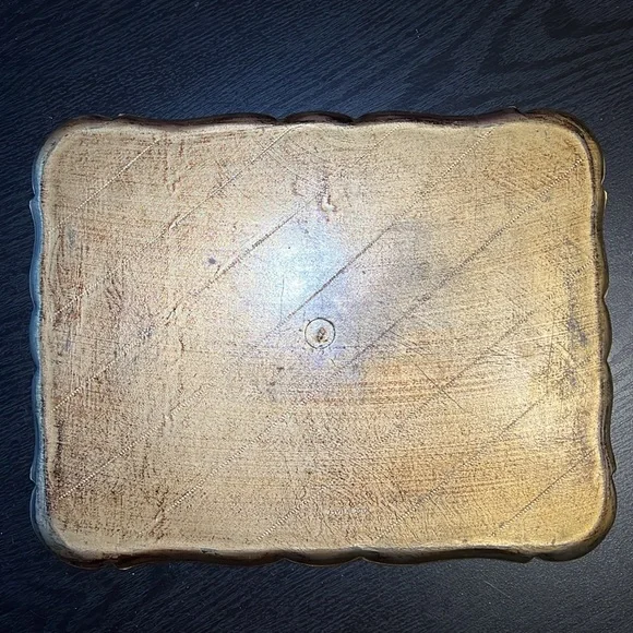 Vintage Italian Red Gold Gilded Wooden Florentine Rectangular Tray - Picture 10 of 13